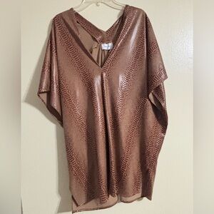 Adrienne Brown Snake Print Tunic Craftan Style Loose Flowing